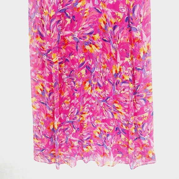 NEW Nicole Miller Floral Chiffon V Neck Summer Flowy Maxi Dress P5313 - Picture 3 of 9